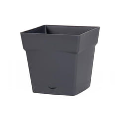 EDA - Pot de fleur Toscane avec soucoupe 17,4x17,4x17cm carré - 3,4L - Gris anthracite