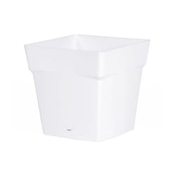 EDA - Pot de fleur Toscane avec soucoupe 24,8x24,8x24cm carré - 10L - Blanc