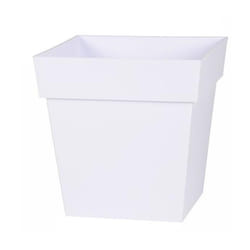 Pot de fleur Toscane bas 32x32x32 cm carré - 22L - Blanc