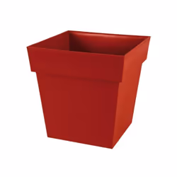 Pot carré TOSCANE - Matiere : plastique - Contenance : 38L - Dimensions : 39x39x39cm - Coloris : rouge rubis.