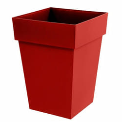 EDA Pot de fleur mi-haut carre Toscane - 39 x 39 x H 53 cm - 51 L - Rouge rubis