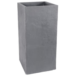 Pot de fleurs carré Haut Volcania - 39,5 x 39,5 x 80 cm - 31 l - Gris galet EDA