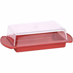 Beurrier en plastique - rouge rubis et transparent
