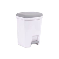 EDA - Poubelle à pédale 27L blanc gris béton