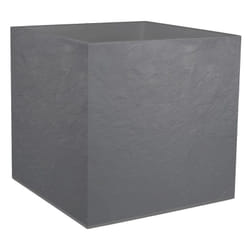 EDA - Jardinière carrée Volcania effet pierre 49,5 x 49,5 x 49,5 cm - 57 l - Gris galet