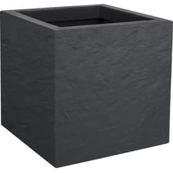 Jardinière carrée Volcania Up effet pierre 21 L Anthractite - Eda