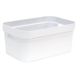 EDA PLASTIQUE Boîte de rangement - 6 L - Décor Stone - Dimensions : 292 x 188 x 132 cm - Blanc Cérusé