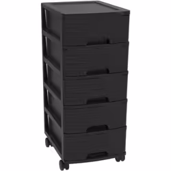 Meuble de rangement à roulettes 5 tiroirs - Noir - 267 x 36 x 628 cm