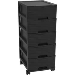 Meuble de rangement à roulettes 5 tiroirs - Noir - 267  x 36 x 628 cm