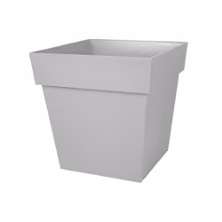 Présentation Pot de fleur Toscane avec soucoupe 17,4x17,4x17cm carré 3,4 litres Gris béton EDA