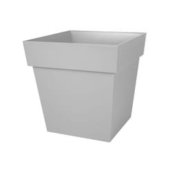 Pot de fleur Toscane avec soucoupe 17,4x17,4x17cm carré - 3,4L - Gris Béton