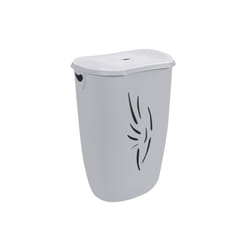 Les Tendances - eda - Coffre à linge Flora 40 l gris béton couvercle blanc cérusé