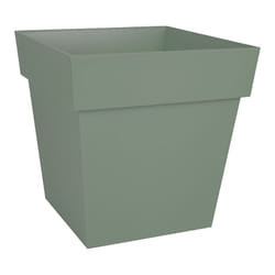 EDA - Pot de fleur carré en plastique Toscane 39 x H.39 cm vert laurier