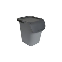 EDA - poubelle de tri 40 l - poubelle de tri sélectif avec couvercle - large ouverture - superposable et emboîtable - gris béton