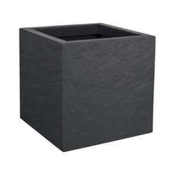 EDA Pot Carré Volania UP Beige Calcaire, Dimension 29.5x29.5x29.5 cm, Avec Système de Rétention d'Eau, Décoration de Jardin, Volume 21 L