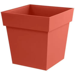 EDA Pot carré TOSCANE Orange Terre Battue 32 cm pour Jardin & Décoration Extérieure - 22 Litres, Garantie 7 Ans