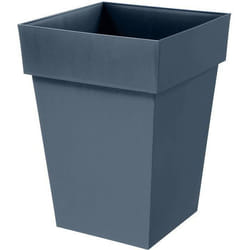 Pot de fleur mi-haut carré - Toscane - EDA - 39 x 39 x H. 53 cm - Intérieur / Extérieur - 51 L - Bleu Jean
