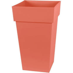 Pot de fleurs haut carré - Toscane - EDA - 39 x 39 x H. 65 cm - Intérieur / Extérieur - 62 L - Orange Terre Battue