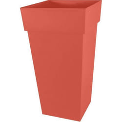 Pot de fleurs XXL carré - Toscane - EDA - 44 x 44 x H. 80 cm - Intérieur / Extérieur - 98 L - Orange Terre Battue