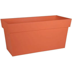 Jardinière Muret à réserve deau avec roulettes - EDA - Toscane - 74 L - 79 x 35 x H.39 cm - Orange Terre Battue