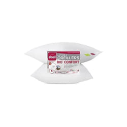 Abeil Lot de 2 Oreillers Bio Confort - 60 x 60 cm - Blanc