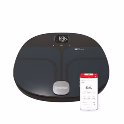 Terraillon MASTER COACH, Pèse-personne électronique, 180 kg, 100 g, Noir, Bleu, kg, iPhone 4S et + iPad 3 et + Android 4.3 an ...