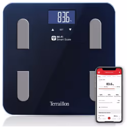 Terraillon 15115, Pèse-personne électronique, 180 kg, 100 g, Acier inoxydable, kg, Carré