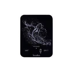 Terraillon Aqua Resist, Balance de ménage électronique, 8 kg, 1 g, Noir, Verre, Verre