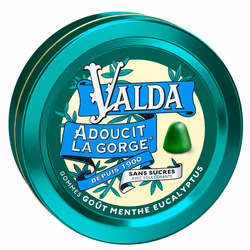 Open Food Valda - Gomme goût Menthe Eucalyptus - Oméga Pharma - 50 g, Huile de palme, 50 g, B, e131, e414, e420, e422, e901,  ...
