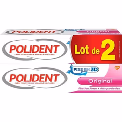 POLIDENT Crème Fixative pour Prothèses Dentaires Partielles ou Complètes - Original - 2 tubes de 40 g