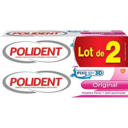 POLIDENT Crème Fixative pour Prothèses Dentaires Partielles ou Complètes - Original - 2 tubes de 40 g