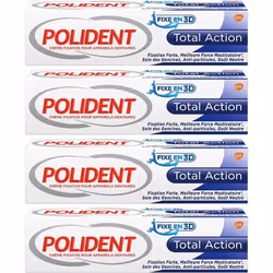 Polident Crème Fixatrice Total Action Pour Prothèses Dentaires Partielles ou Complètes Lot de 4x40g