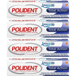 Polident Crème Fixatrice Total Action Pour Prothèses Dentaires Partielles ou Complètes Lot de 4x40g