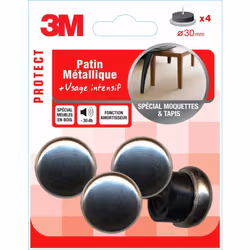 Patin métallique à clouer rond D30mm avec amortisseur intégré - pour meubles en bois - Spécial moquettes et tapis Fixation: A ...
