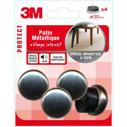 3M - Lot de 4 patins en métal à clouer Diam. 30mm