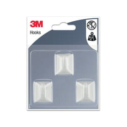 3M - Lot de 3 crochets adhésif rectangle blanc