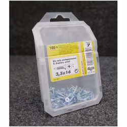 Boîte de 100 vis tôle 3.6x16mm tête fraisée autoperceuse acier zingué VYBAC 17,8125 3 3101780229357 Tarif année : 0 VYN022935
