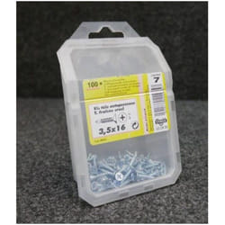 Boîte de 100 vis tôle 3.6x16mm tête fraisée autoperceuse acier zingué vybac