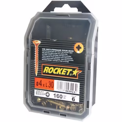 Vis - ROCKET - Modèle VYNEX - 4x30 mm - Acier bichromaté - Lot de 160 pièces