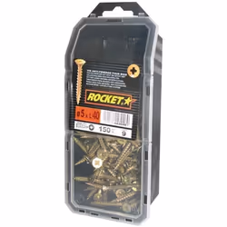 Vis Rocket à tête fraisée - ROCKET - 5x40 mm - Acier bichromaté - Filetage total - 150 pièces