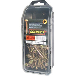 Vis Rocket - 5x50 mm - Filetage total - Tête fraisée Pozi - Acier bichromaté