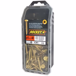 Vis - ROCKET - 6x40 mm - Acier bichromaté - Tête fraisée - Filetage total