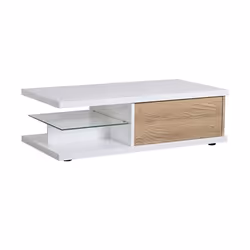 SCIAE TABLE BASSE RECT 1T N12, Table basse, Forme rectangulaire, 4 pieds, Blanc