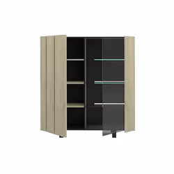 SCIAE VITRINE 1PB 1PG N20, Armoire de rangement, Colonne, Armoire murale, 6 étagères, 2 portes(s), Bois