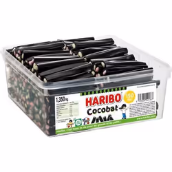 HARIBO COCOBAT Boite Tubo de 150 Réglisses - 1350 kg