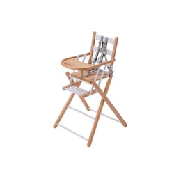 Combelle - Chaise haute bébé en bois pliante Sarah bicolore blanc - 57x95 cm
