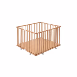 Parc bébé pliant en bois Combelle Gaby - Plancher réglable et roulettes - 92x88x67 cm