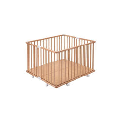 Parc bébé pliant en bois Combelle Gaby - Plancher réglable et roulettes - 92x88x67 cm