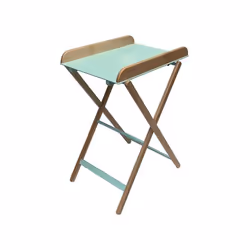 Table à langer en bois Jade bicolore vert menthe - Combelle - Pliante - 2 hauteurs de réglage