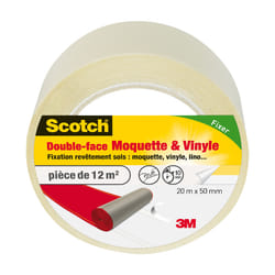 Scotch Ruban Adhésif Double Face pour Sols Moquette & Vinyles, 20m x 50mm, Fixation Solide et Discrète
